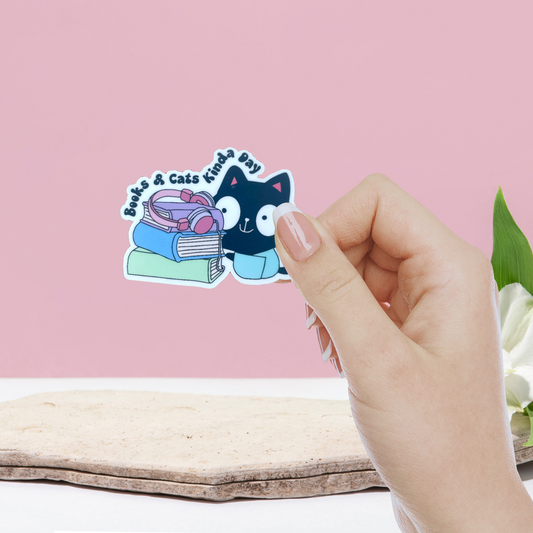 Books and Cats Kinda Day Sticker