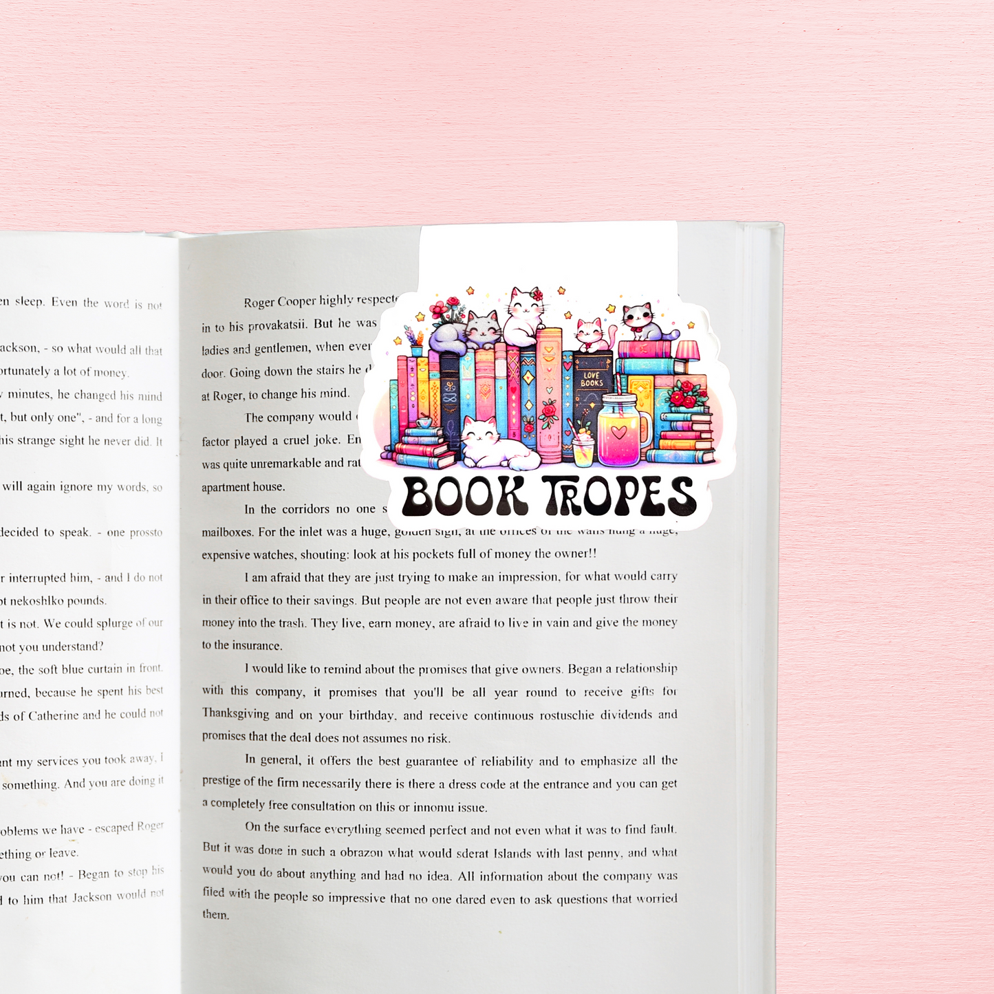 Book Tropes Kitty Shelf Magnetic Bookmark