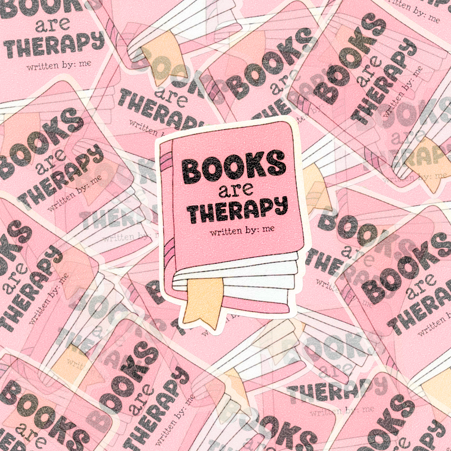 Books Are My Therapy Glitter Sticker