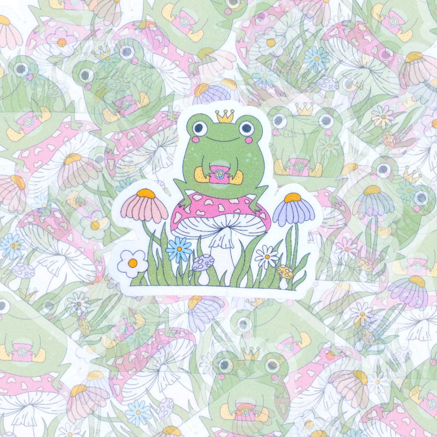 Mushroom Frog Glitter Sticker