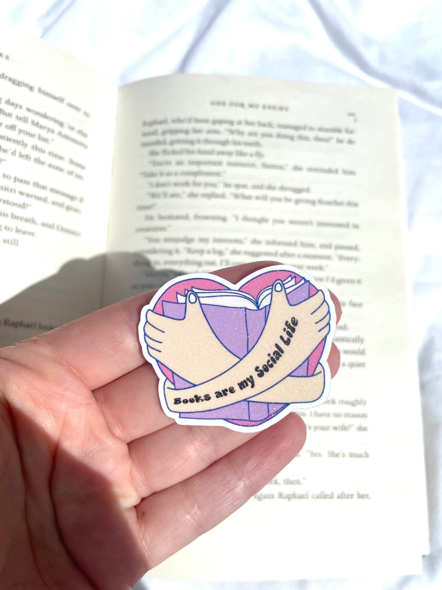 Books Are My Social Life Glitter Sticker