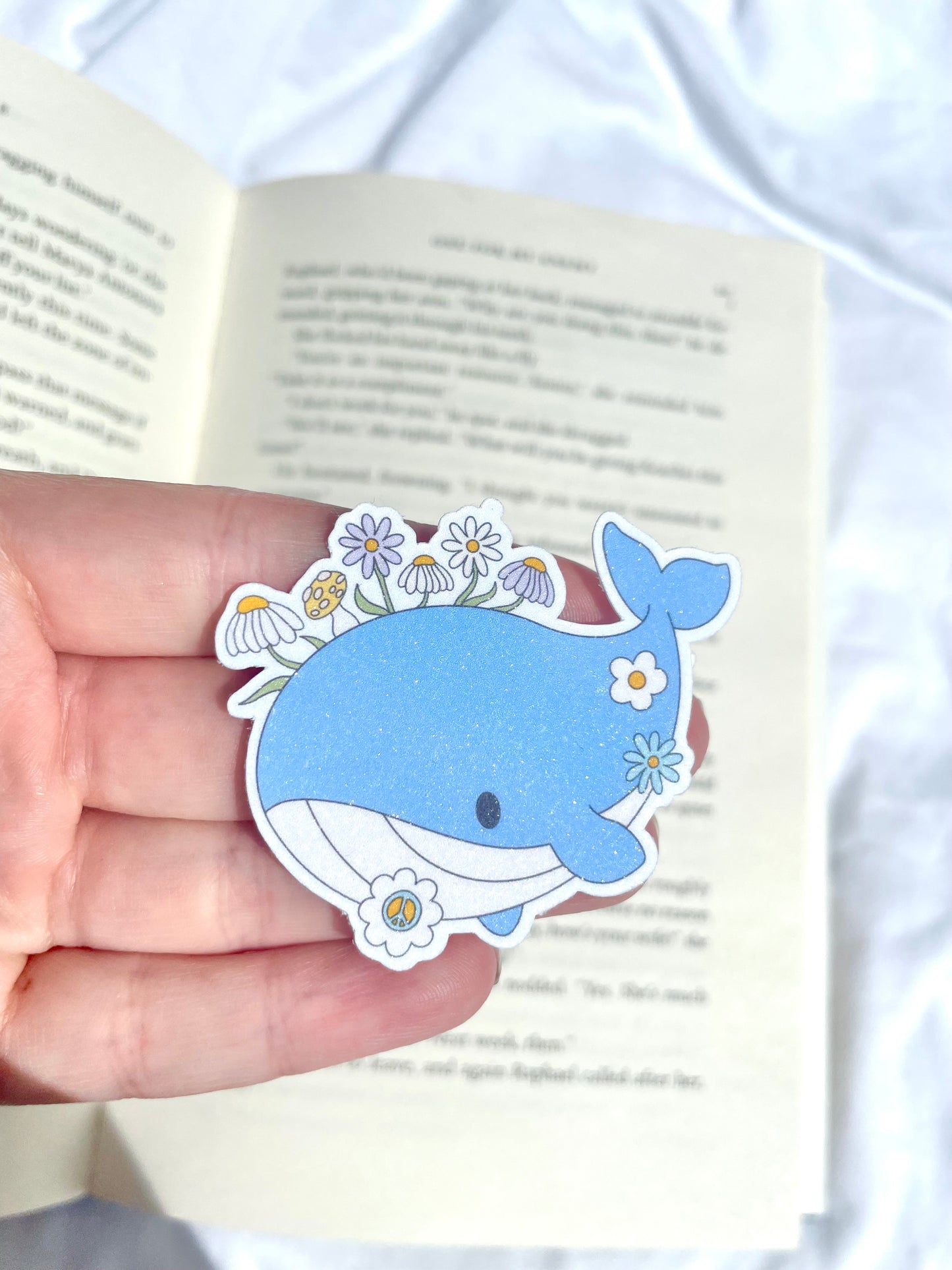 Flower Whale Glitter Sticker