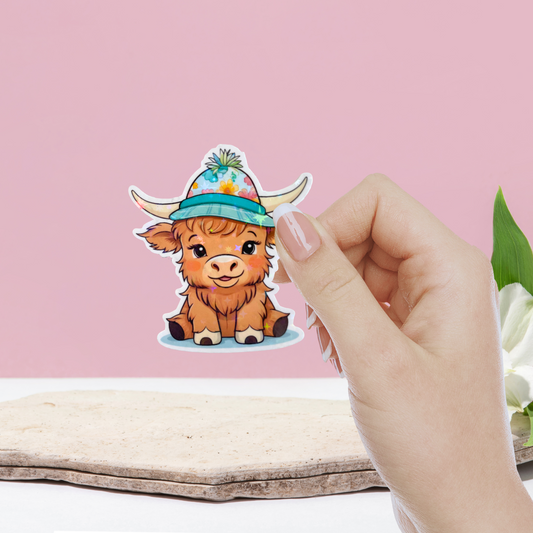 Baby Highland Cow Holographic Sticker