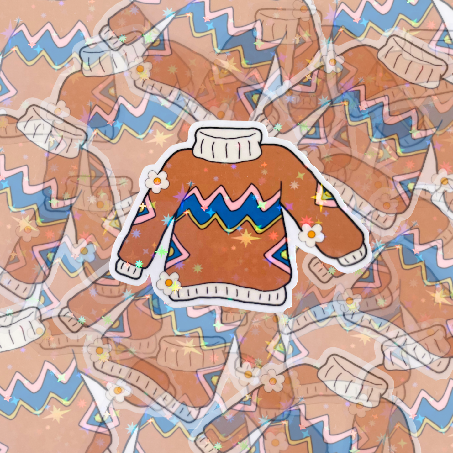 Brown Sweater Holographic Sticker