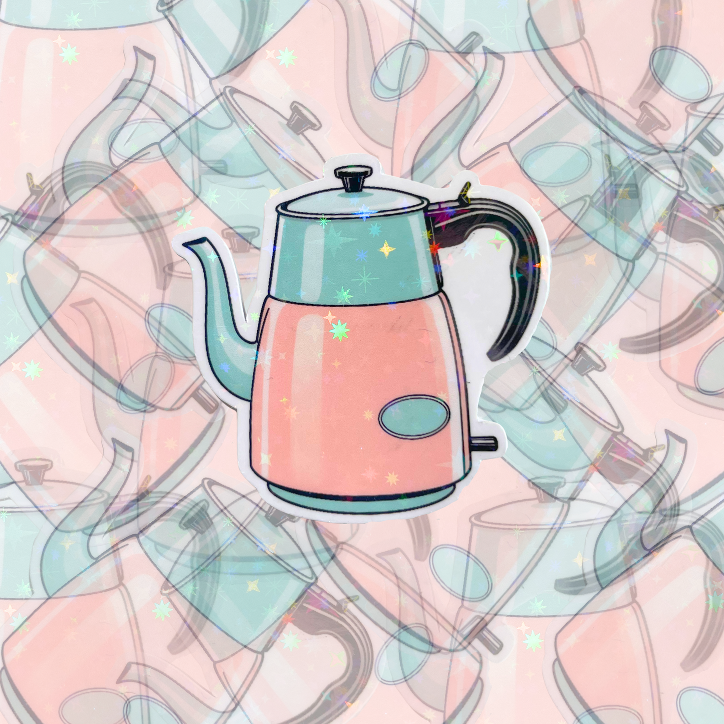 Retro Kettle Holographic Sticker