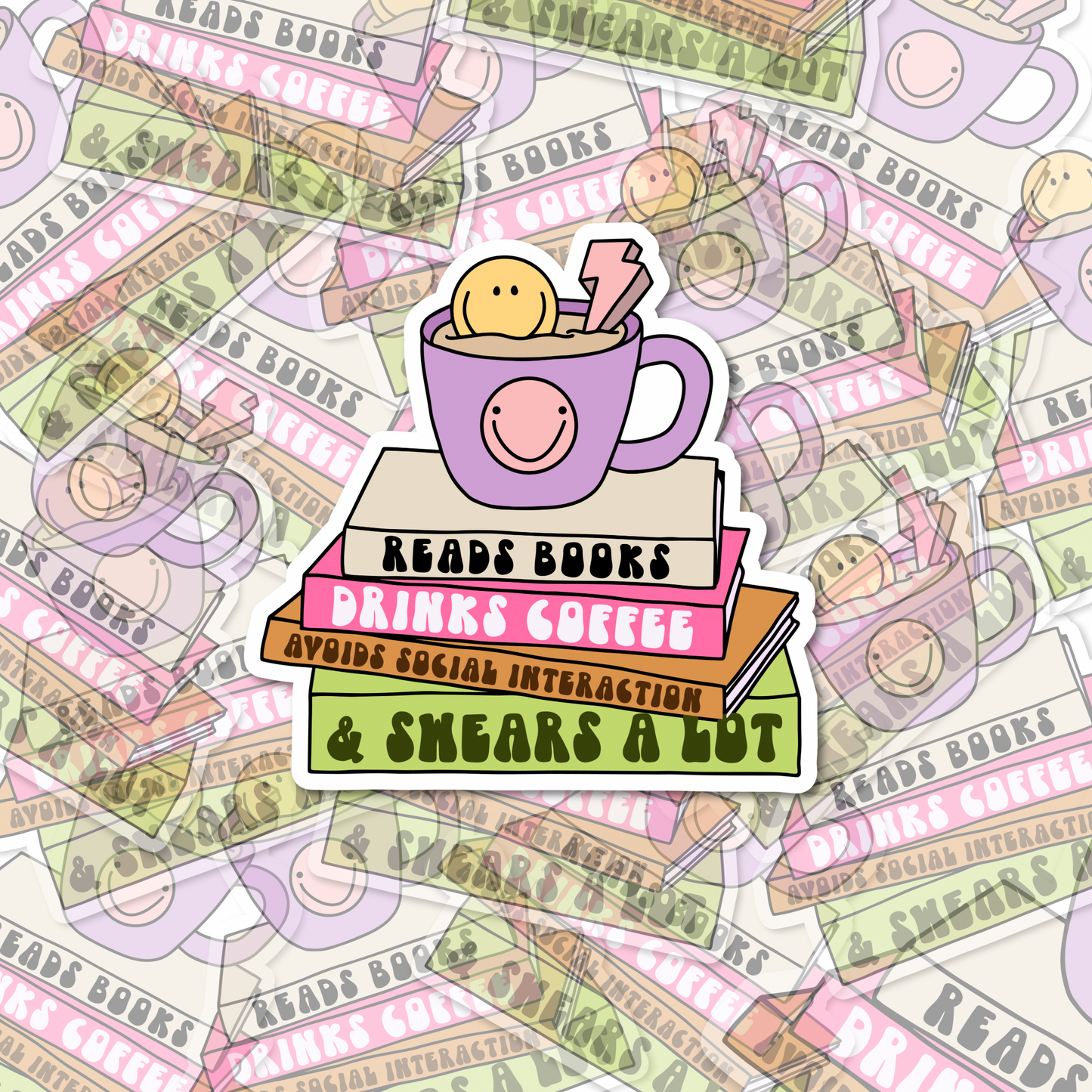 Read Books, Drink Coffee Glossy Sticker