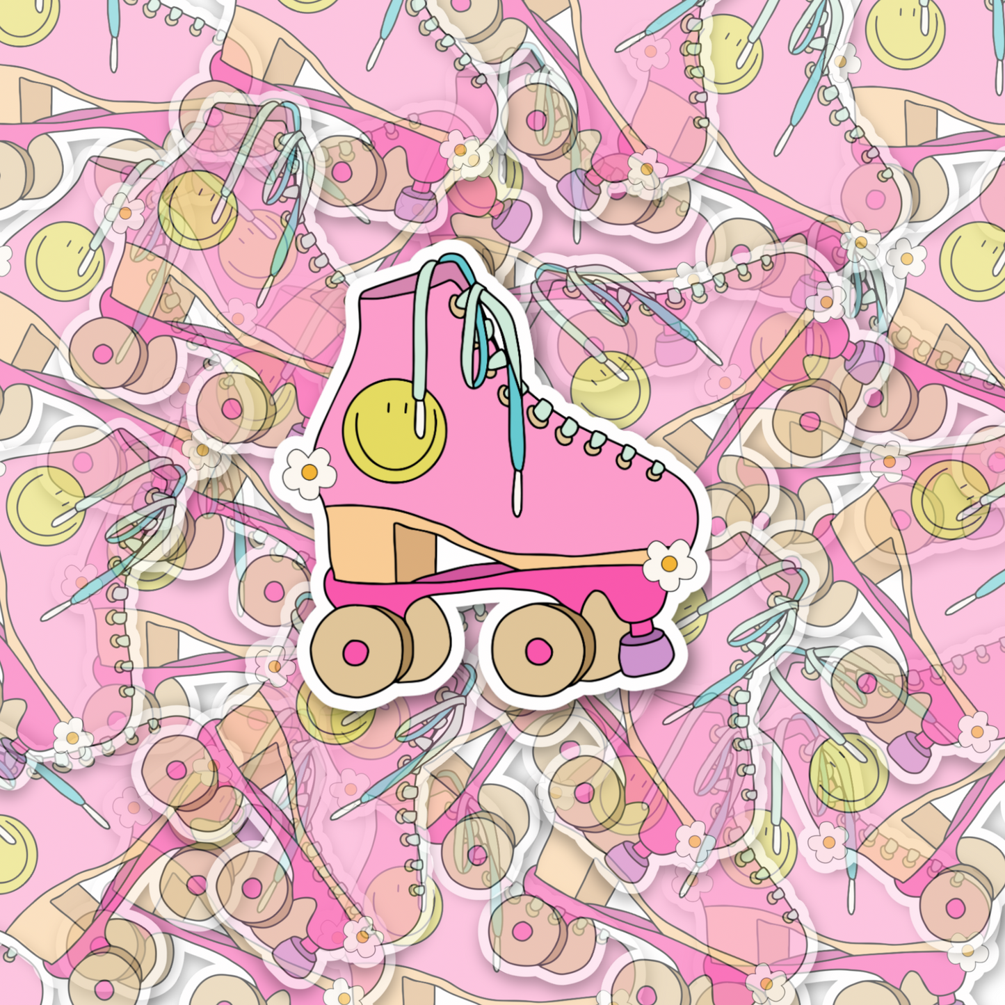 Retro Rollerskate Glossy Sticker